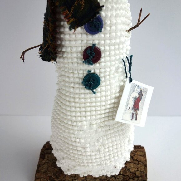 Handcrafted Christmas Holiday Chenille Snowman on Piece of Dogwood 14 1/2" #2 - Picture 3 of 8